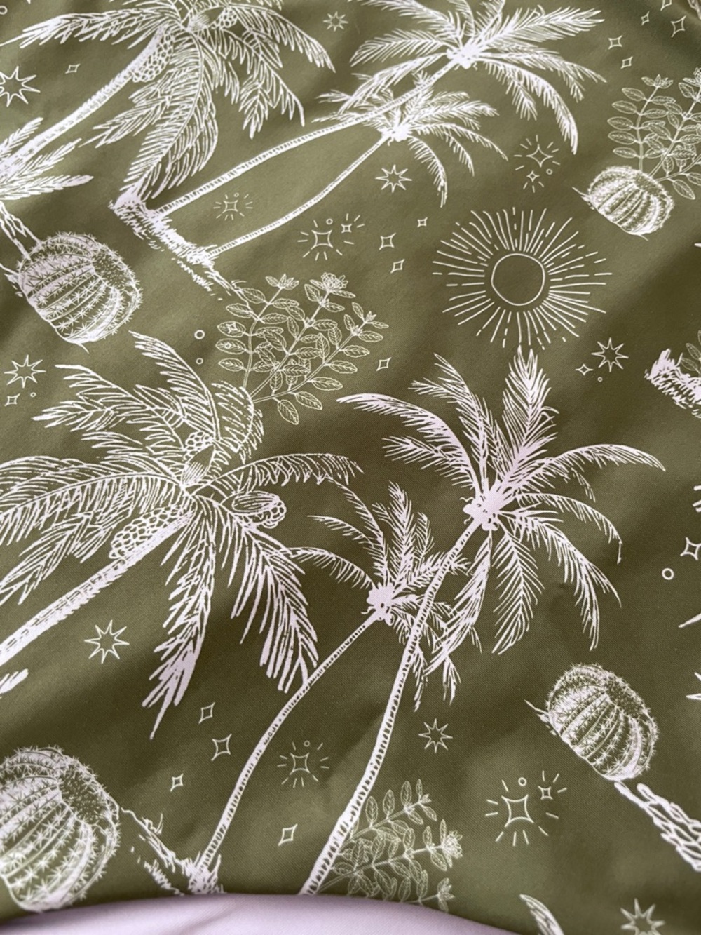 Olive Green Palm-Print One-Piece